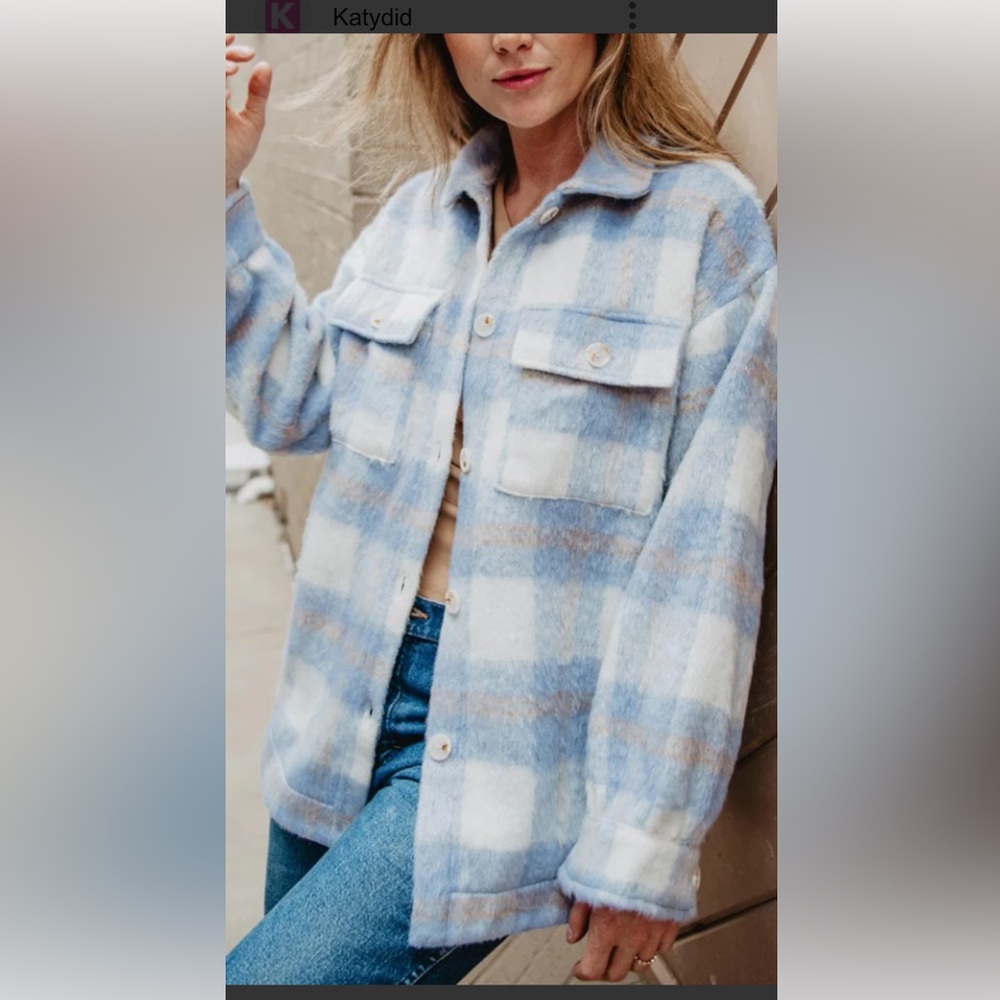 Juju    Blue and White Plaid Jacket